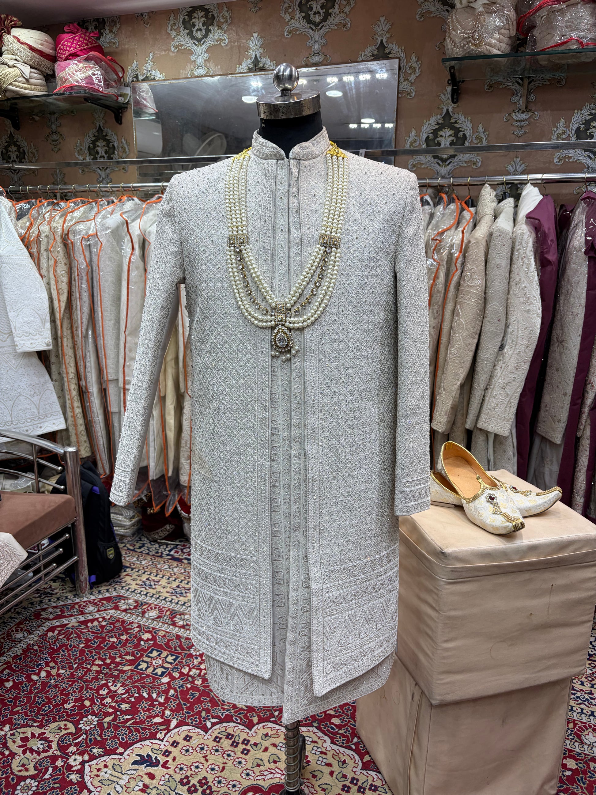 Lavender White sherwani - Shopping World