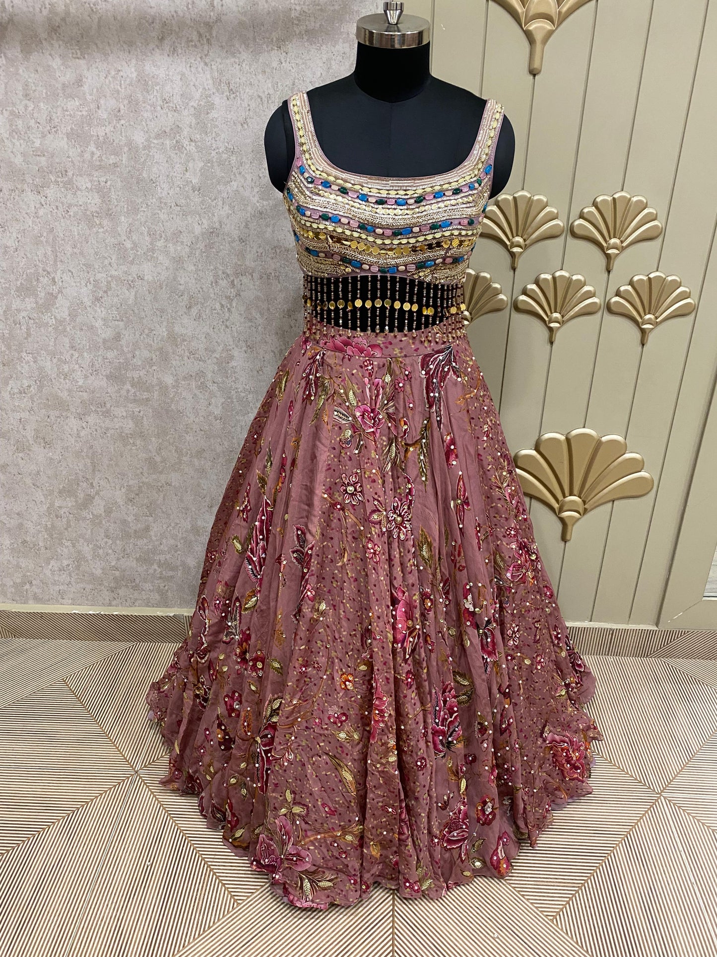 Pink PDP crop top lehenga