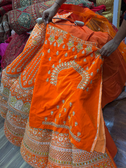 Rust orange Jhumka Ball Lehenga