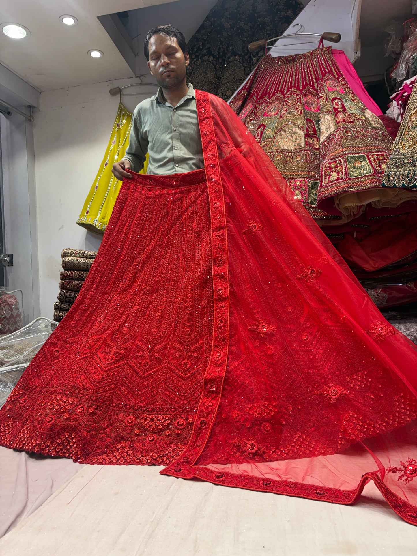 Engaging maroon summer cotton unstitched suit ( free size )