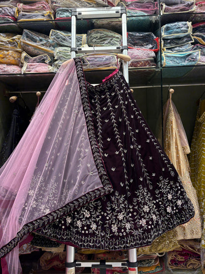 Lovely purple pink handwork Lehenga