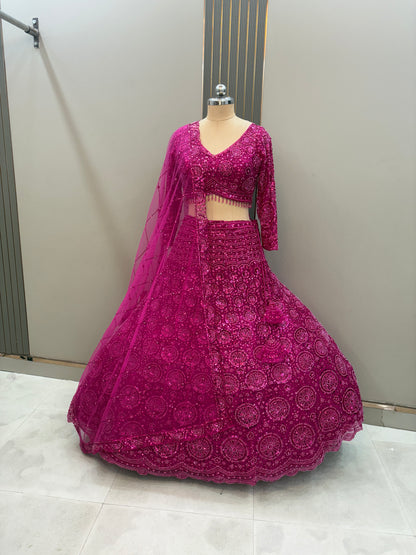 Gorgeous Cherry red on red Monotone Crop top Lehenga