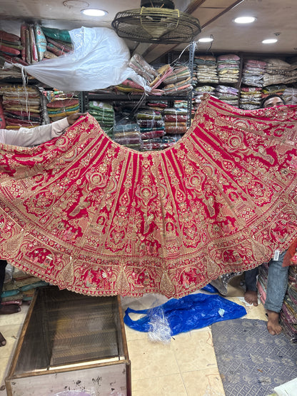 Tremendous Rani pink peacock Jaal Duptta Bridal Lehenga