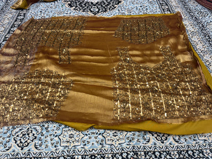 Awesome golden on golden monotone mustard Lehenga
