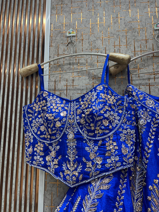Blue crop top Lehenga