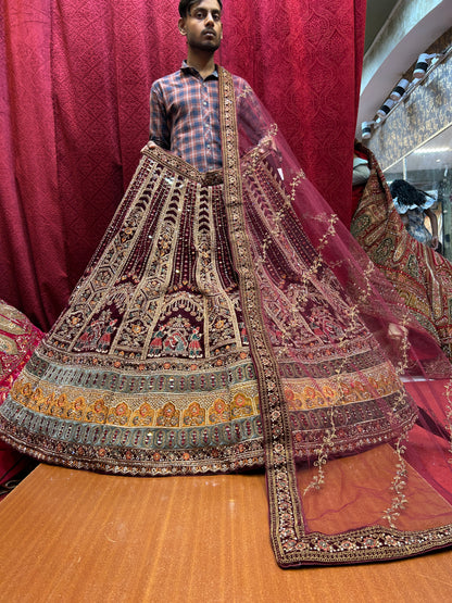 Good looking maroon doli barat bridal lehenga