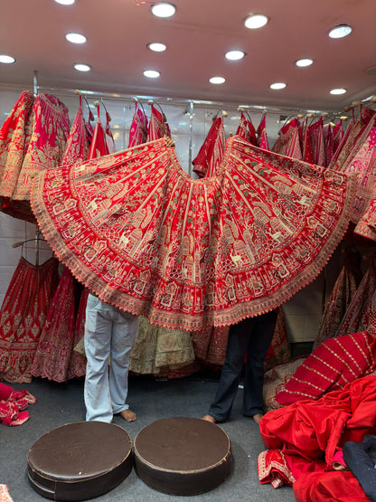 Rani Pink Peacock Designer Bridal Lehenga