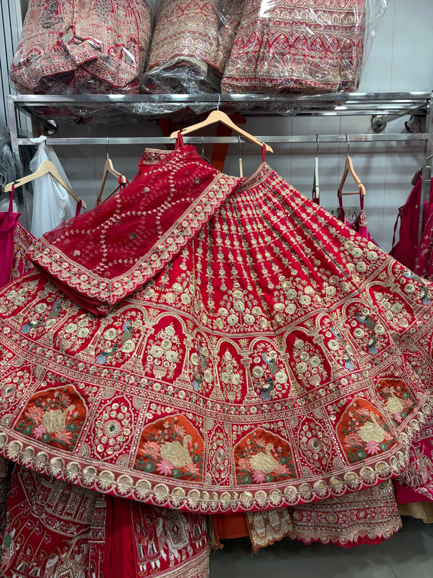 Rani pink peacock Bridal Lehenga