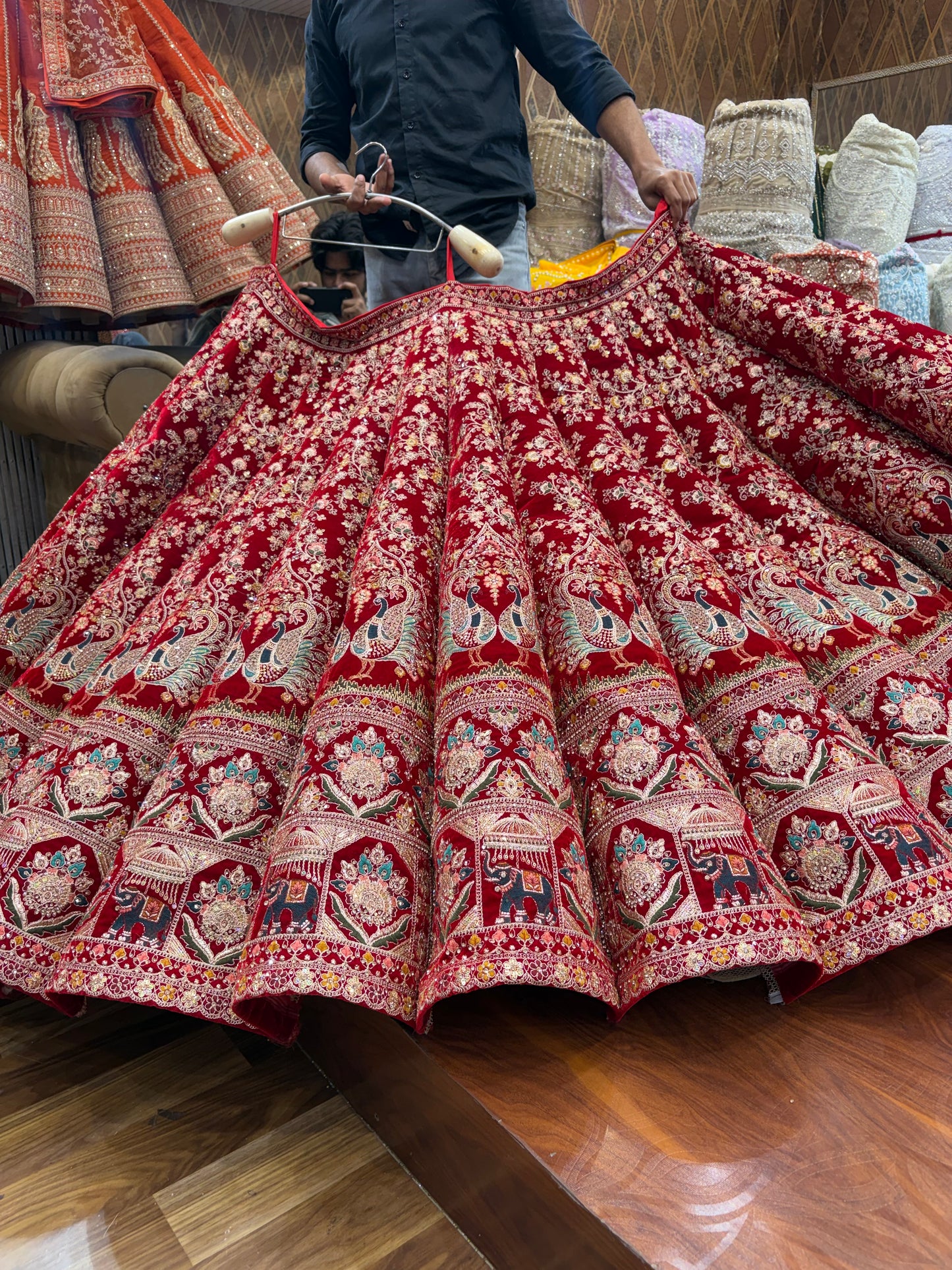 Red peacock Ball Bridal Lehenga