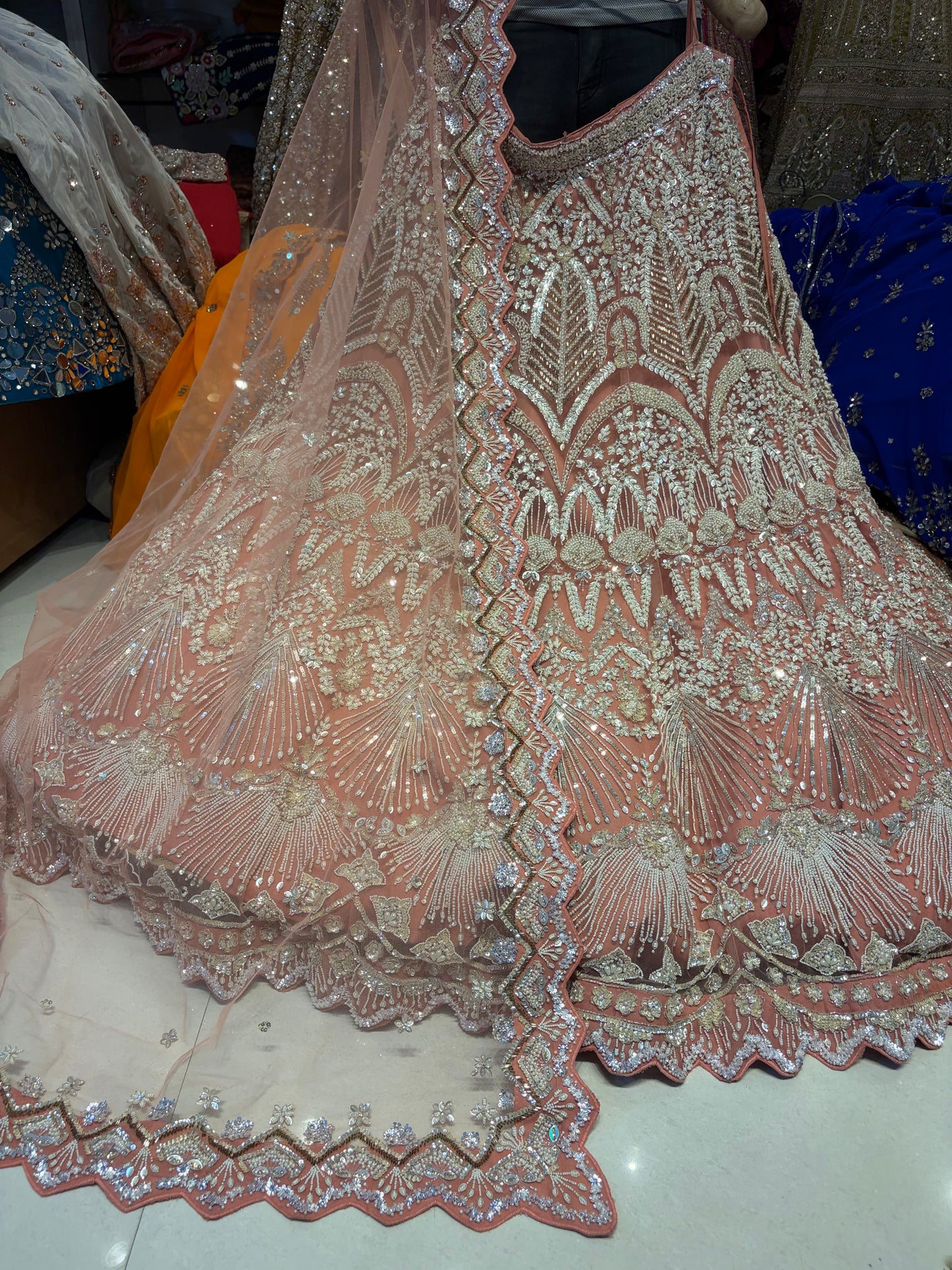 हस्तकला शिशु गुलाबी पेस्टल लहंगा