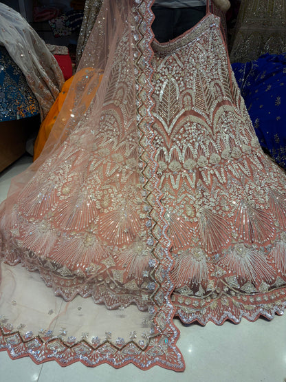 हस्तकला शिशु गुलाबी पेस्टल लहंगा