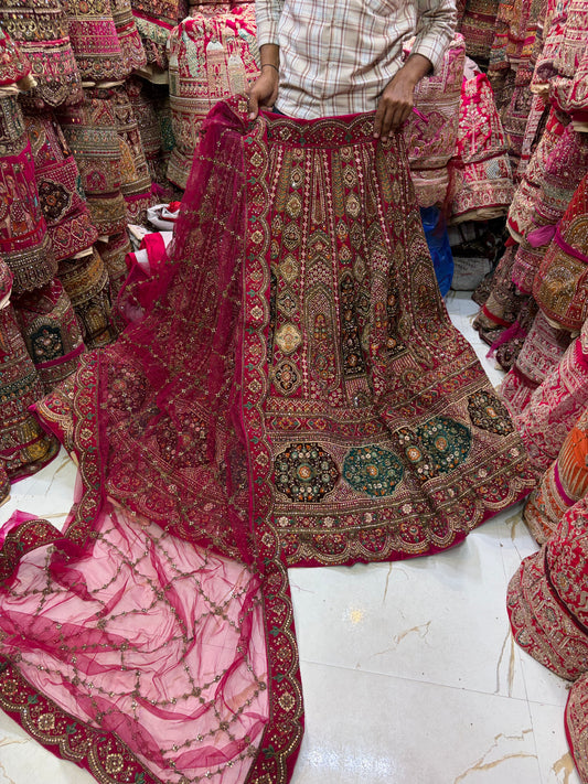 Heavy Dark Rani pink Bridal Lehenga