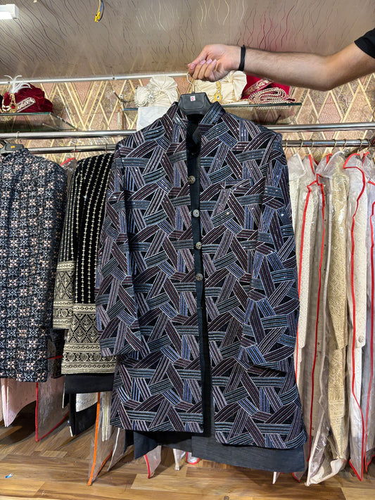 Blue Jodhpuri indo western blazer kurta Sherwani