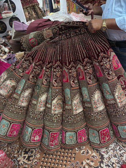 Beautiful Maroon Doli Barat Ball bridal Lehenga