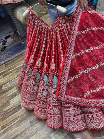 Peacock red Ball Bridal Lehenga