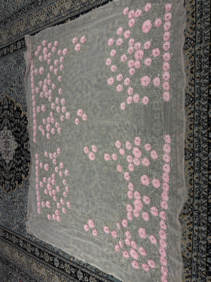 Tremendous White baby pink handwork Lehenga