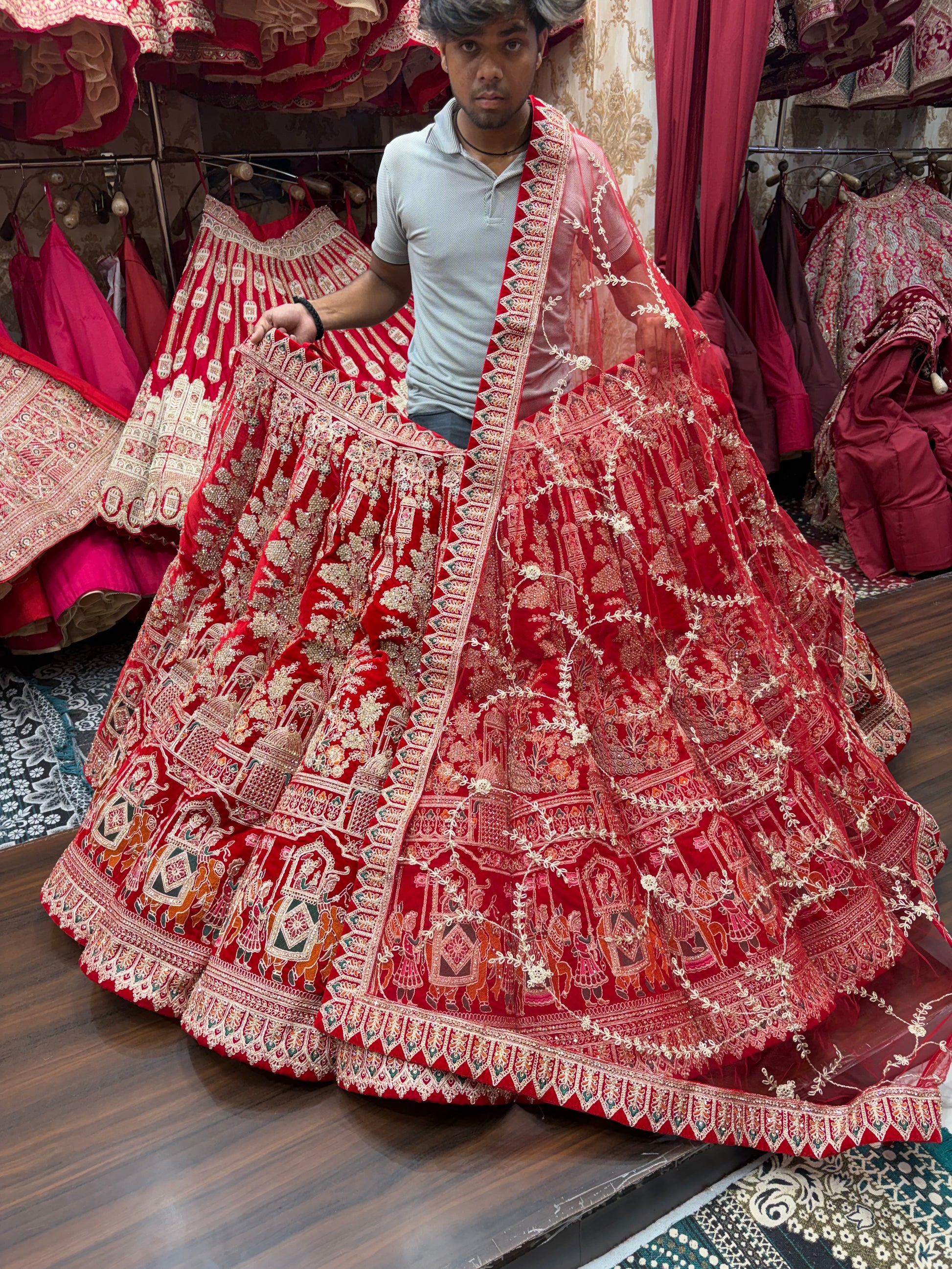 Rani Pink Doli Barat Peacock Ball Bridal Lehenga - Shopping World