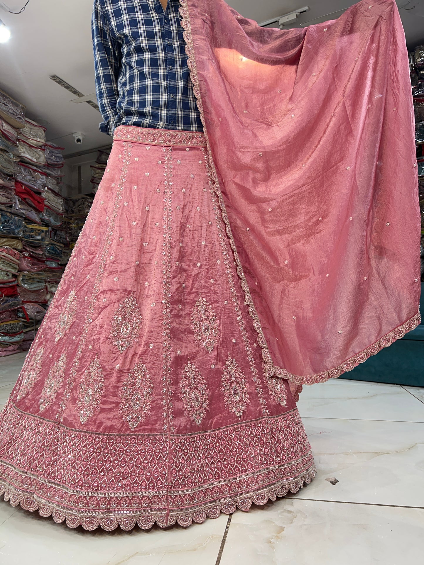 Awesome light carrot lehenga