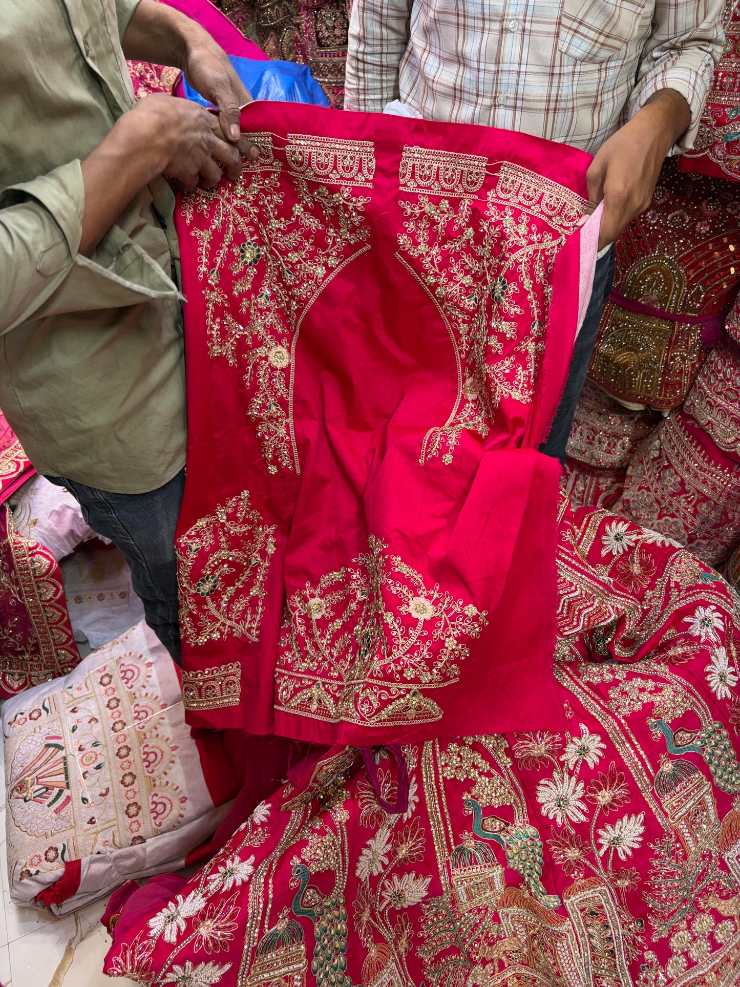 Rani Pink handwork peacock bridal Lehenga