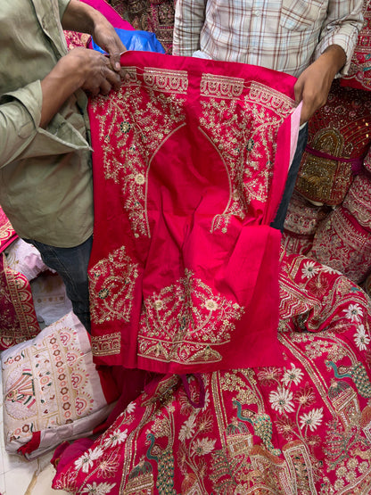 Rani Pink handwork peacock bridal Lehenga