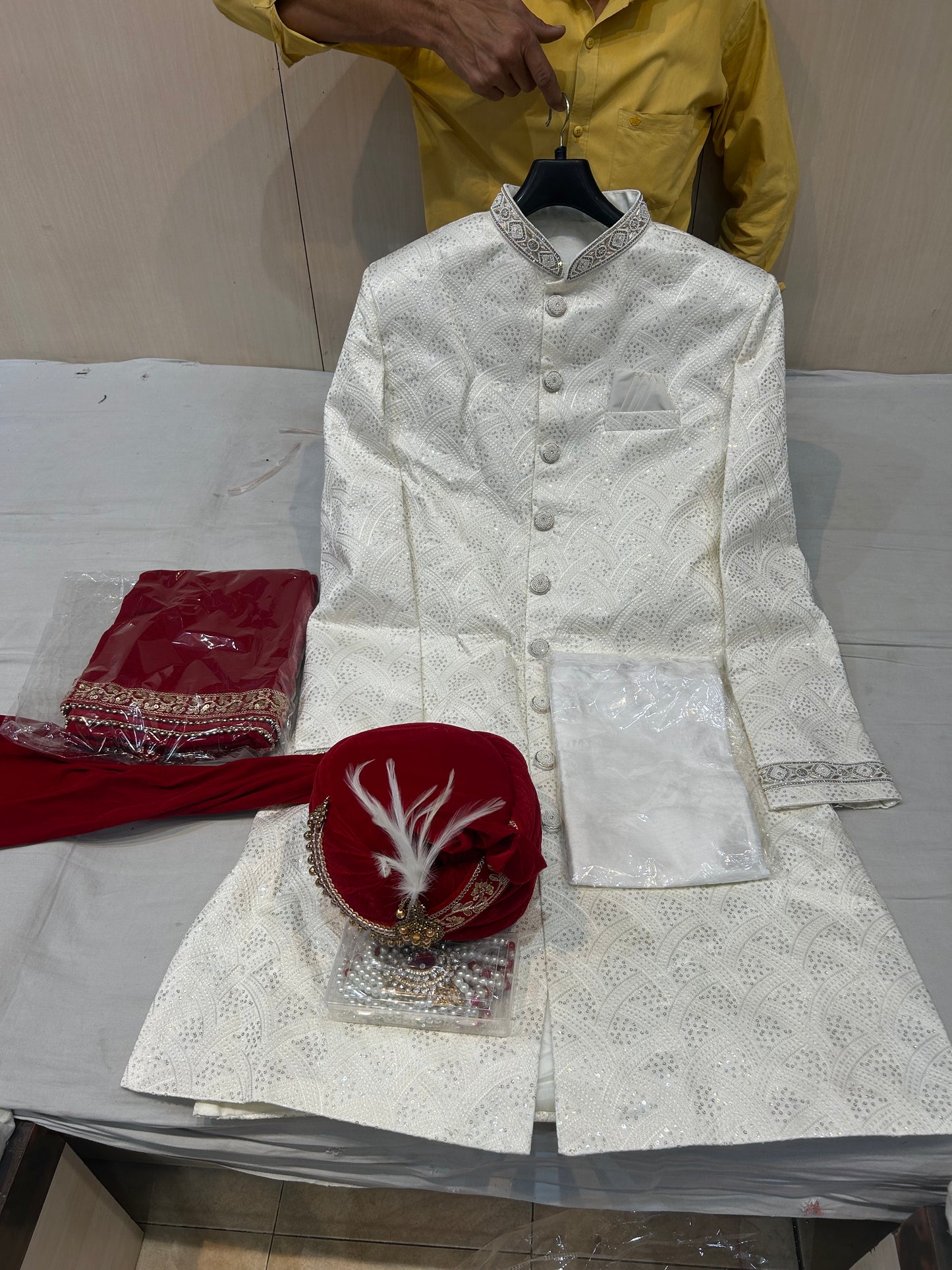 Attractive white sherwani