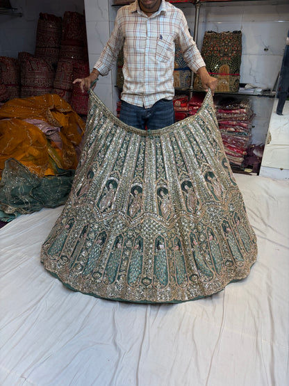 Green Peacock Designer Lehenga