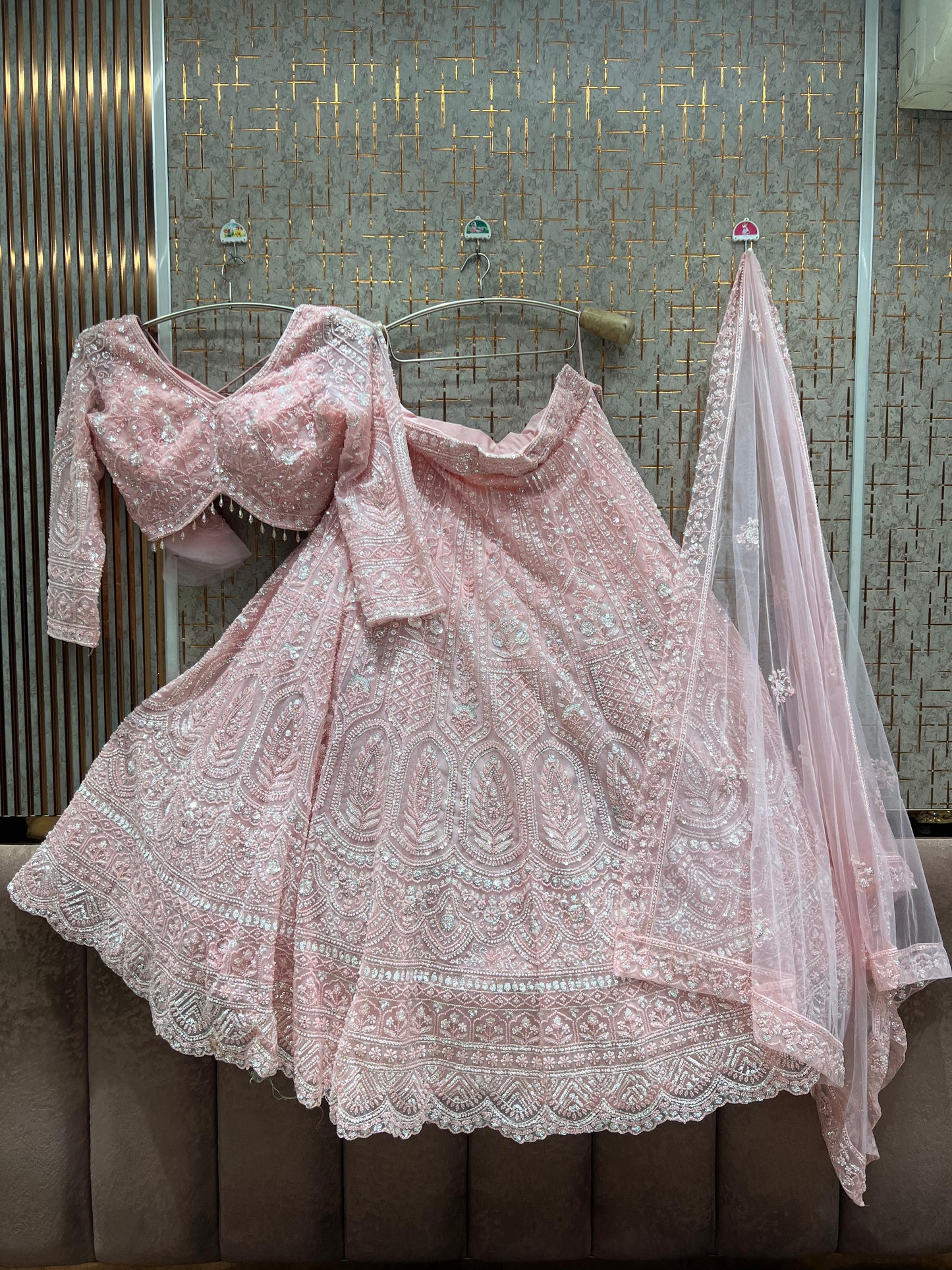 Pink crop top Lehenga