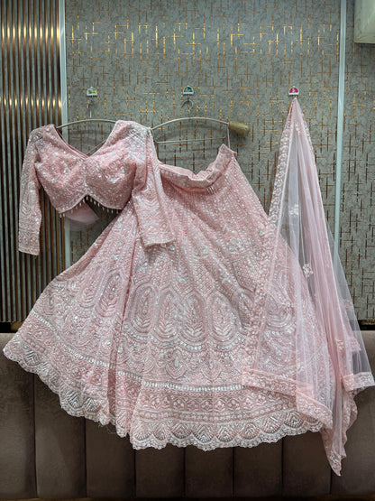 Pink crop top Lehenga