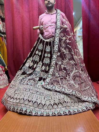 Beautiful maroon bridal Lehenga