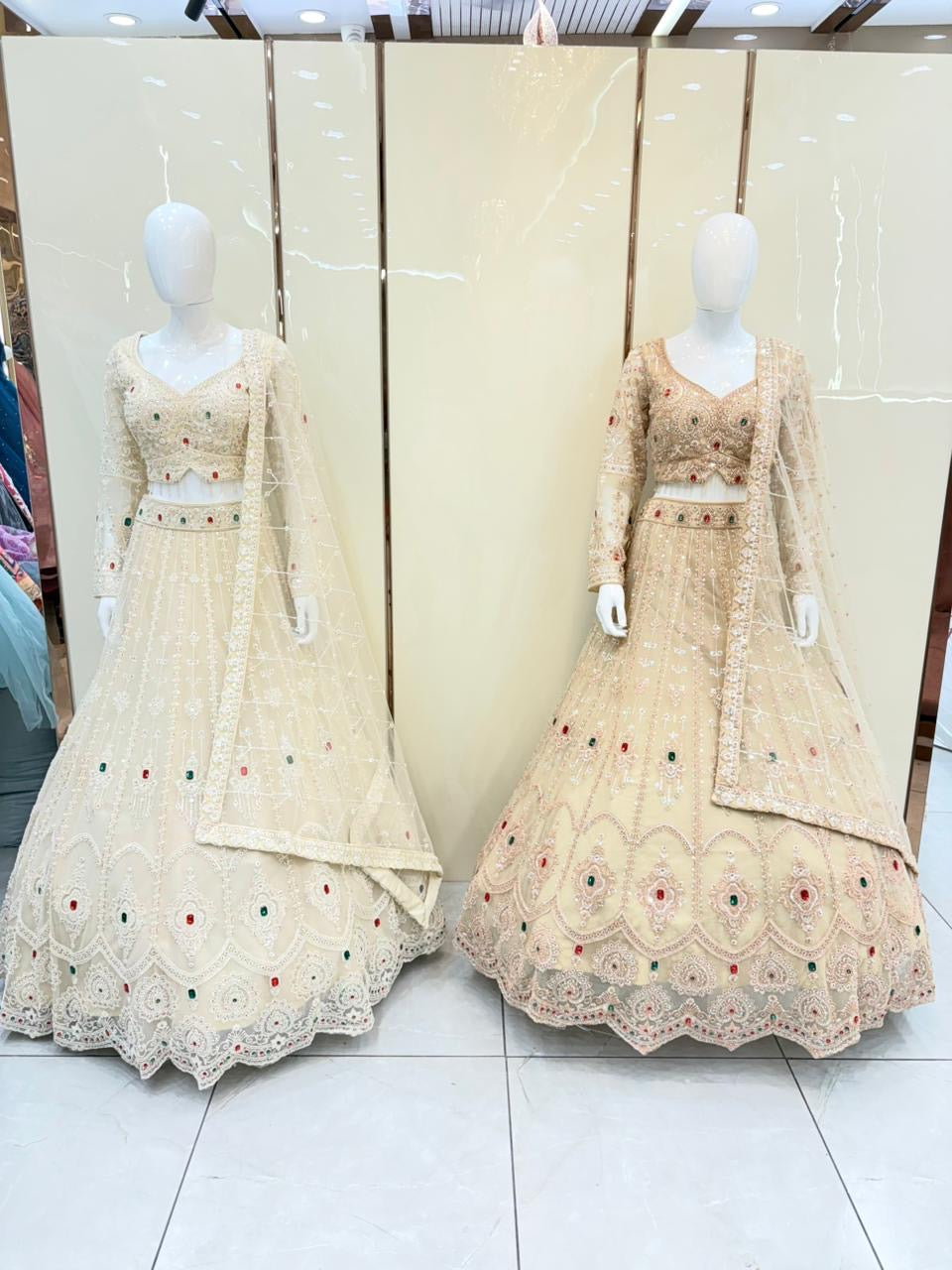 White golden crop top Lehenga
