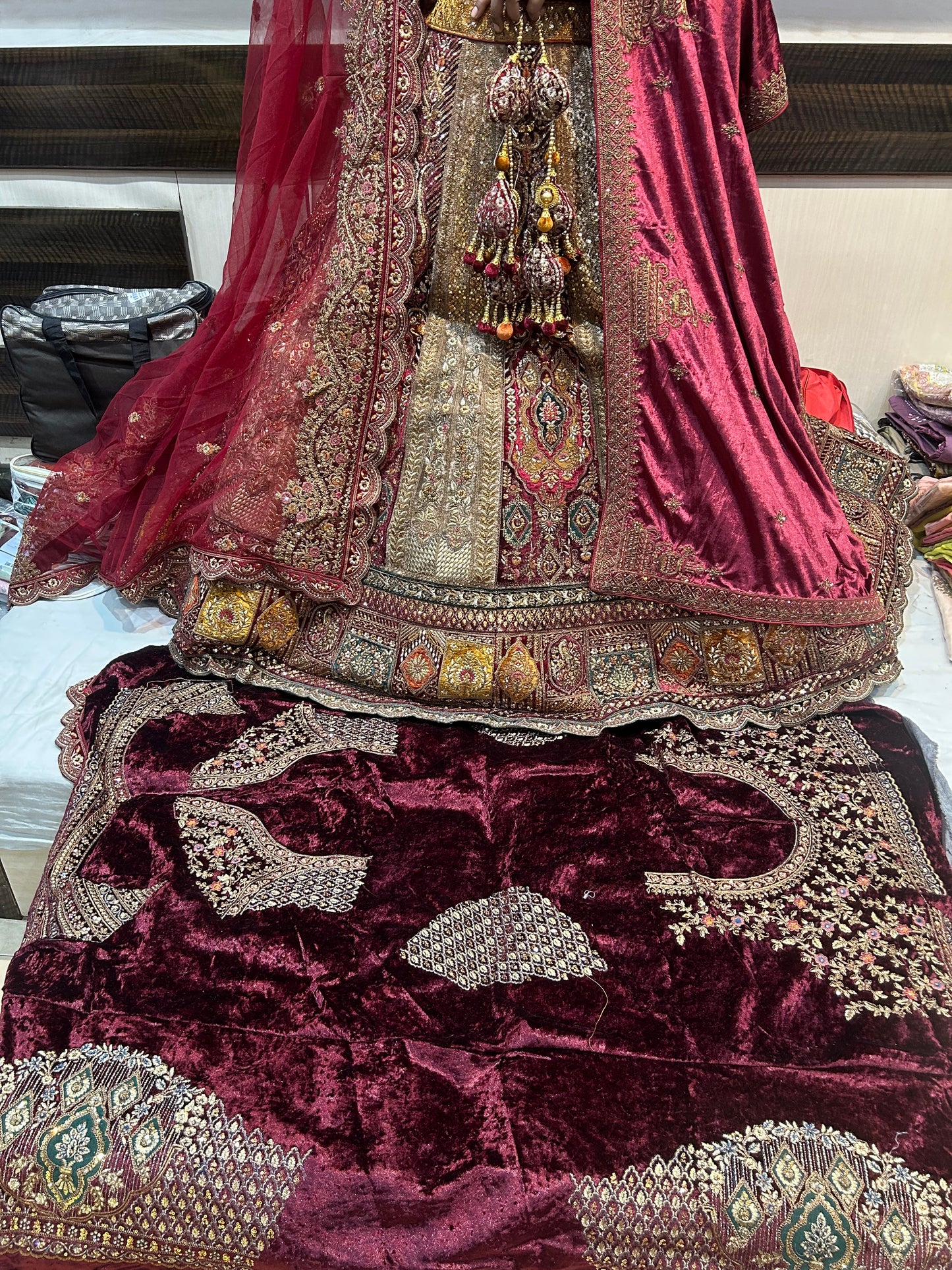 Beautiful maroon heavy bridal Lehenga