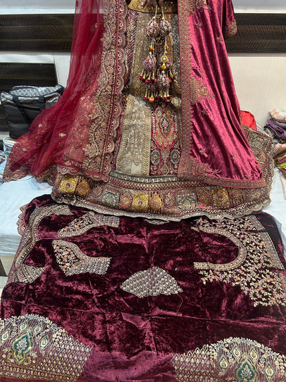 Beautiful maroon heavy bridal Lehenga