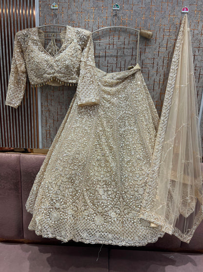 Golden On Golden Monotone Crop Top Lehenga