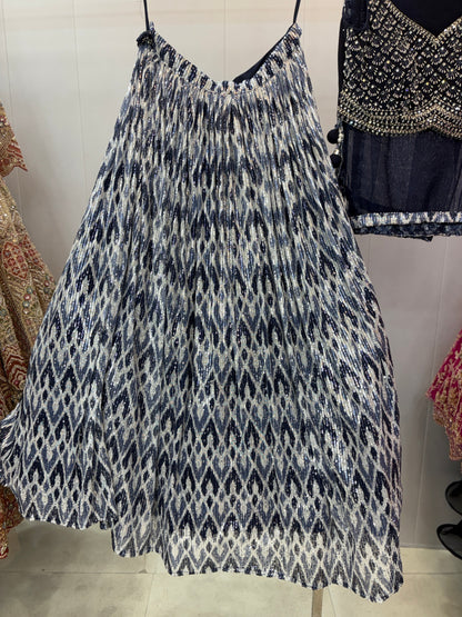 Astonishing Navy blue Crop top Lehenga