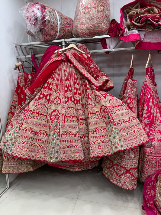 Red peacock Bridal Lehenga