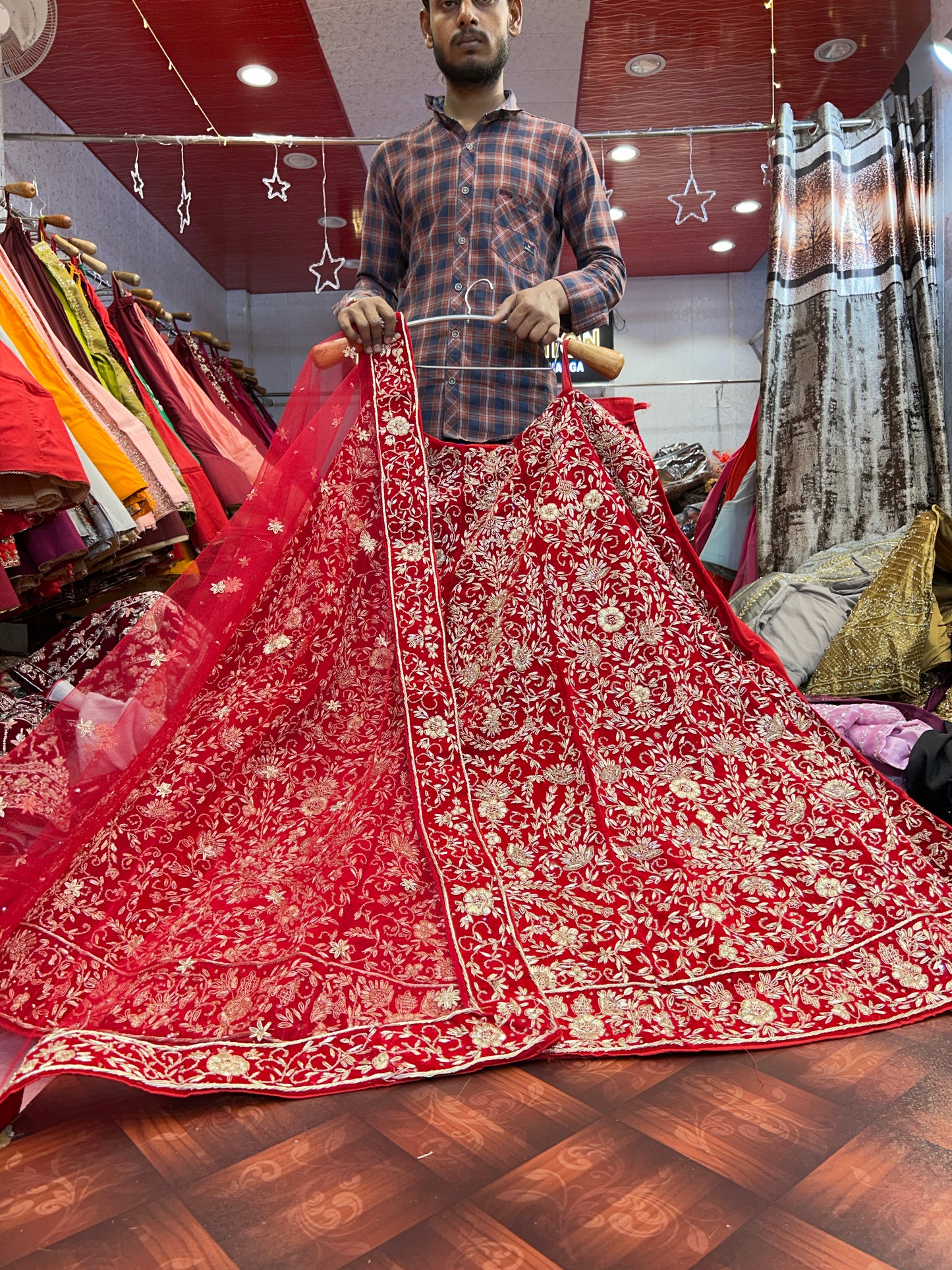 Eye catching maroon pure handwork zardozi dabka lehenga