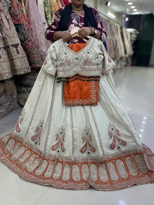 Rust Orange Crop Top Lehenga
