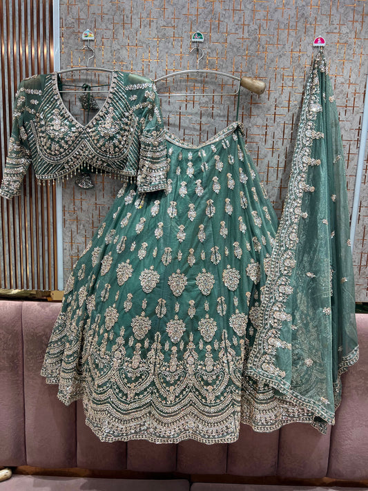 Sky Blue Crop Top Lehenga