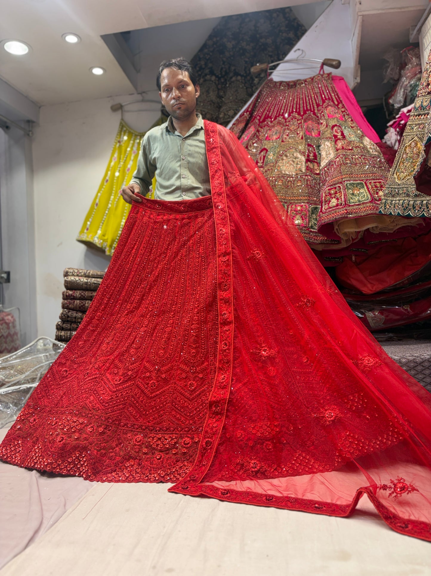 Engaging maroon summer cotton unstitched suit ( free size )