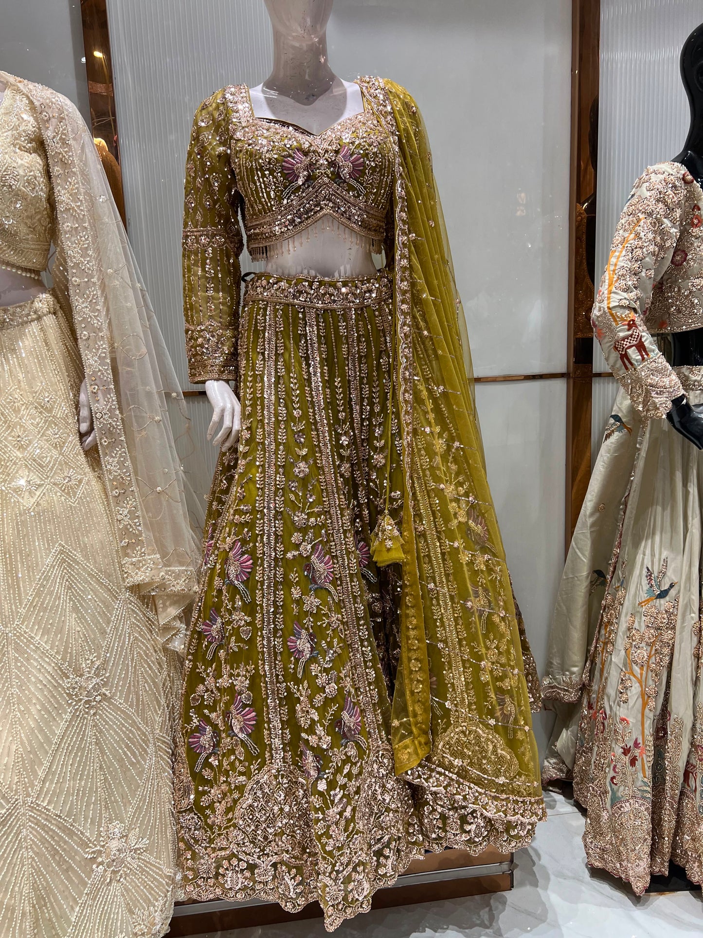 Pink Peacock Crop Top Lehenga