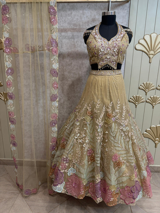 Peach PDP Crop Top Lehenga