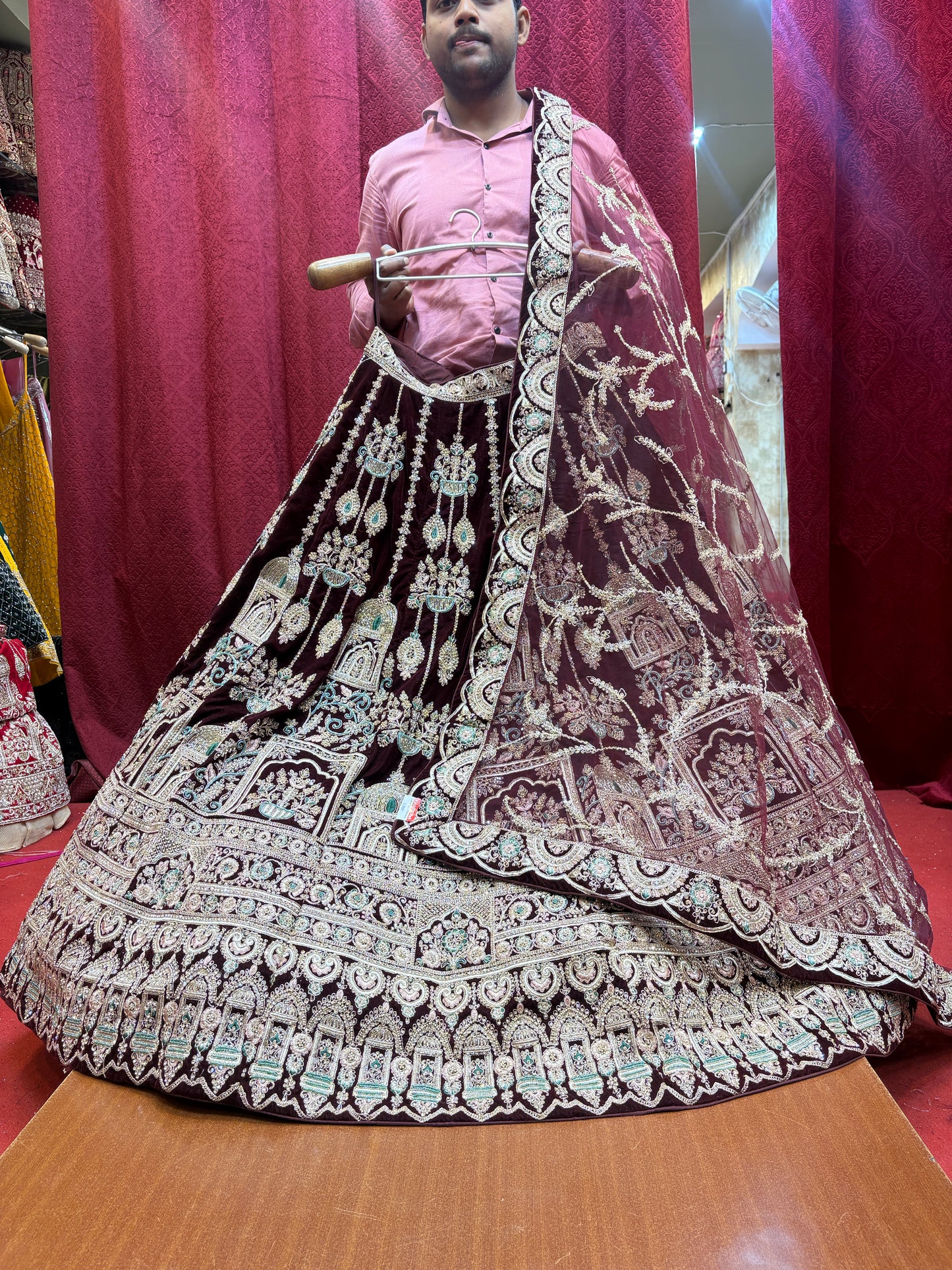 Beautiful maroon bridal Lehenga