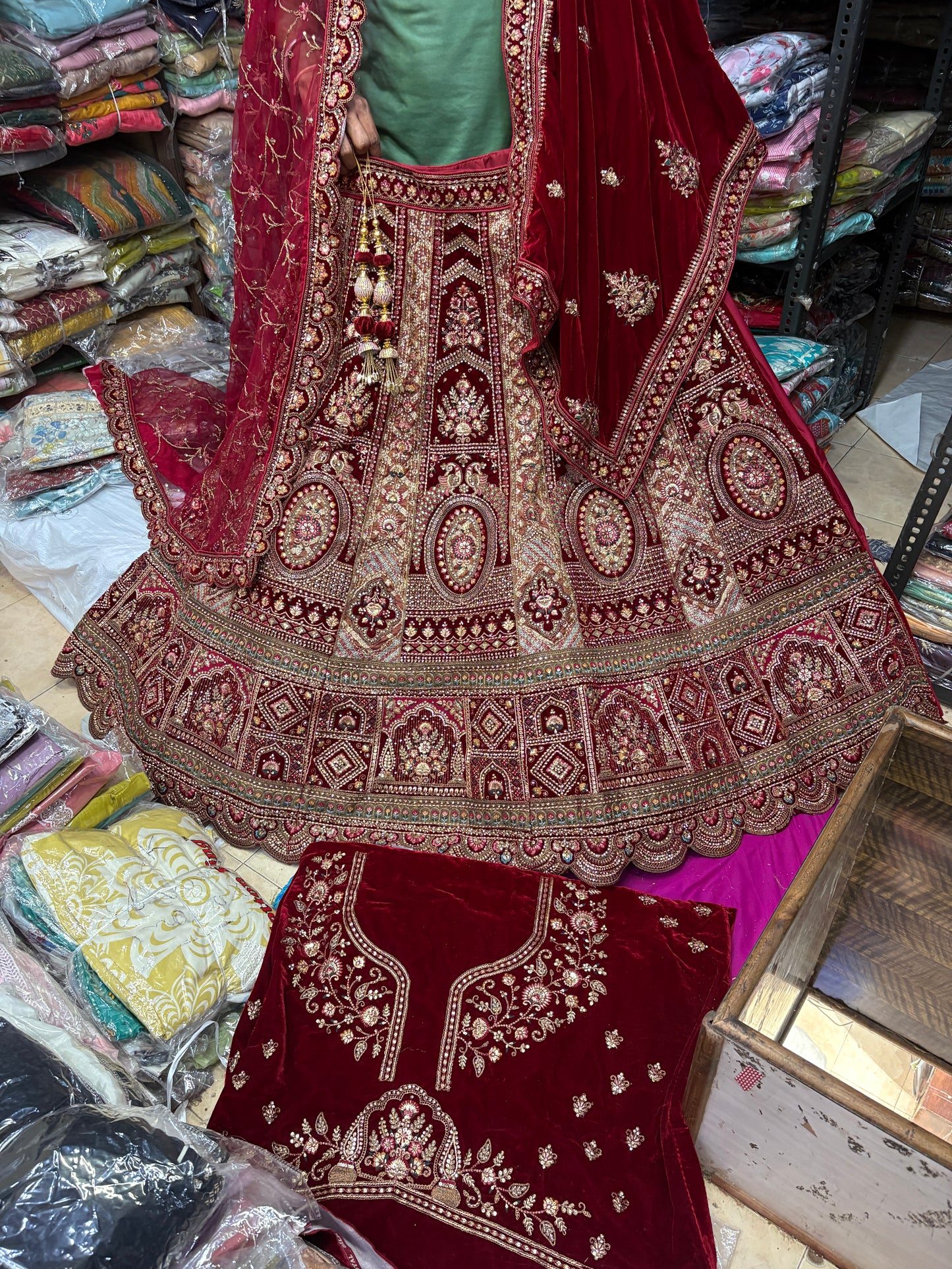 Lovely maroon bridal Lehenga