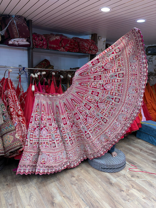 Rani pink Peacock Bridal Lehenga