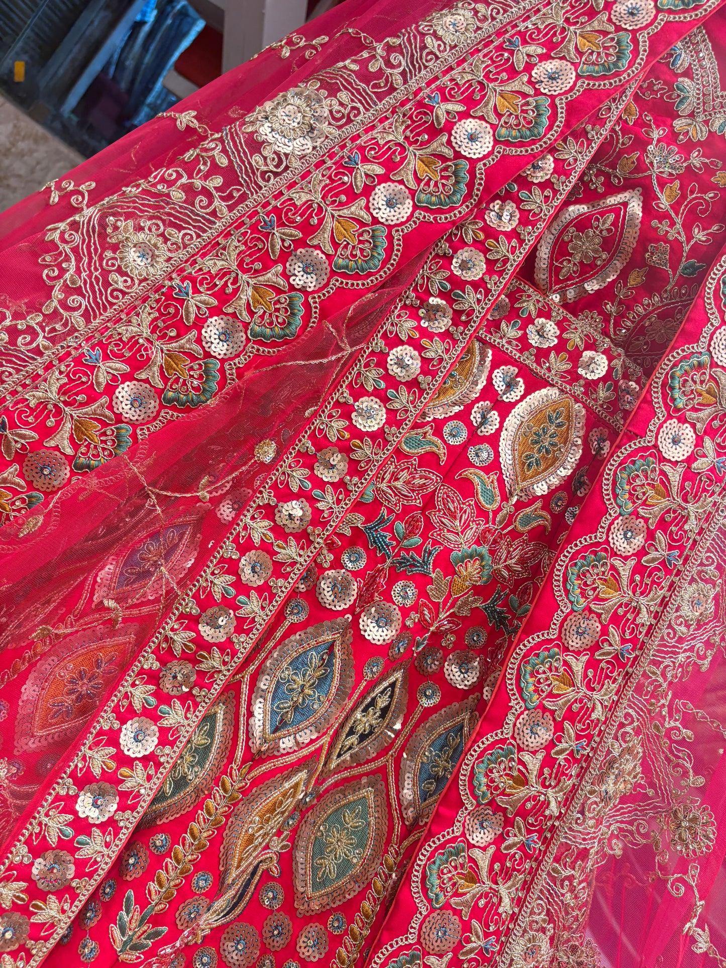 Pretty bridal peacock Lehenga sherwani combo