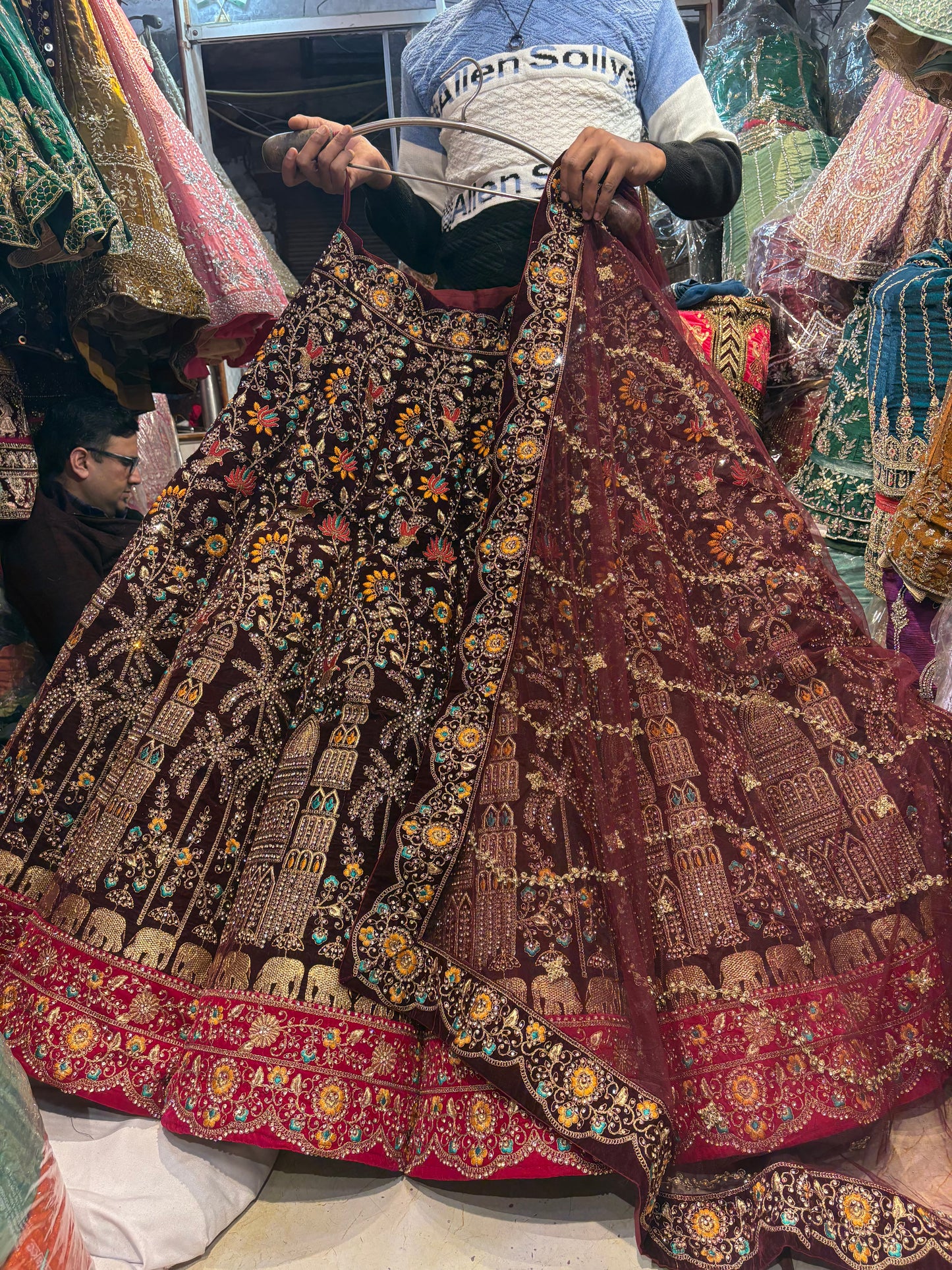 Something different Maroon Ball bridal Lehenga