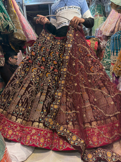 Something different Maroon Ball bridal Lehenga