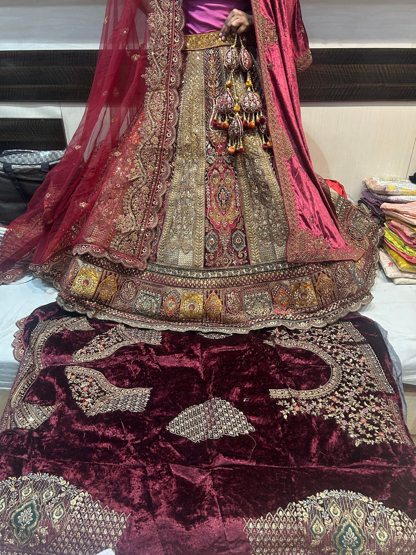 Beautiful maroon heavy bridal Lehenga