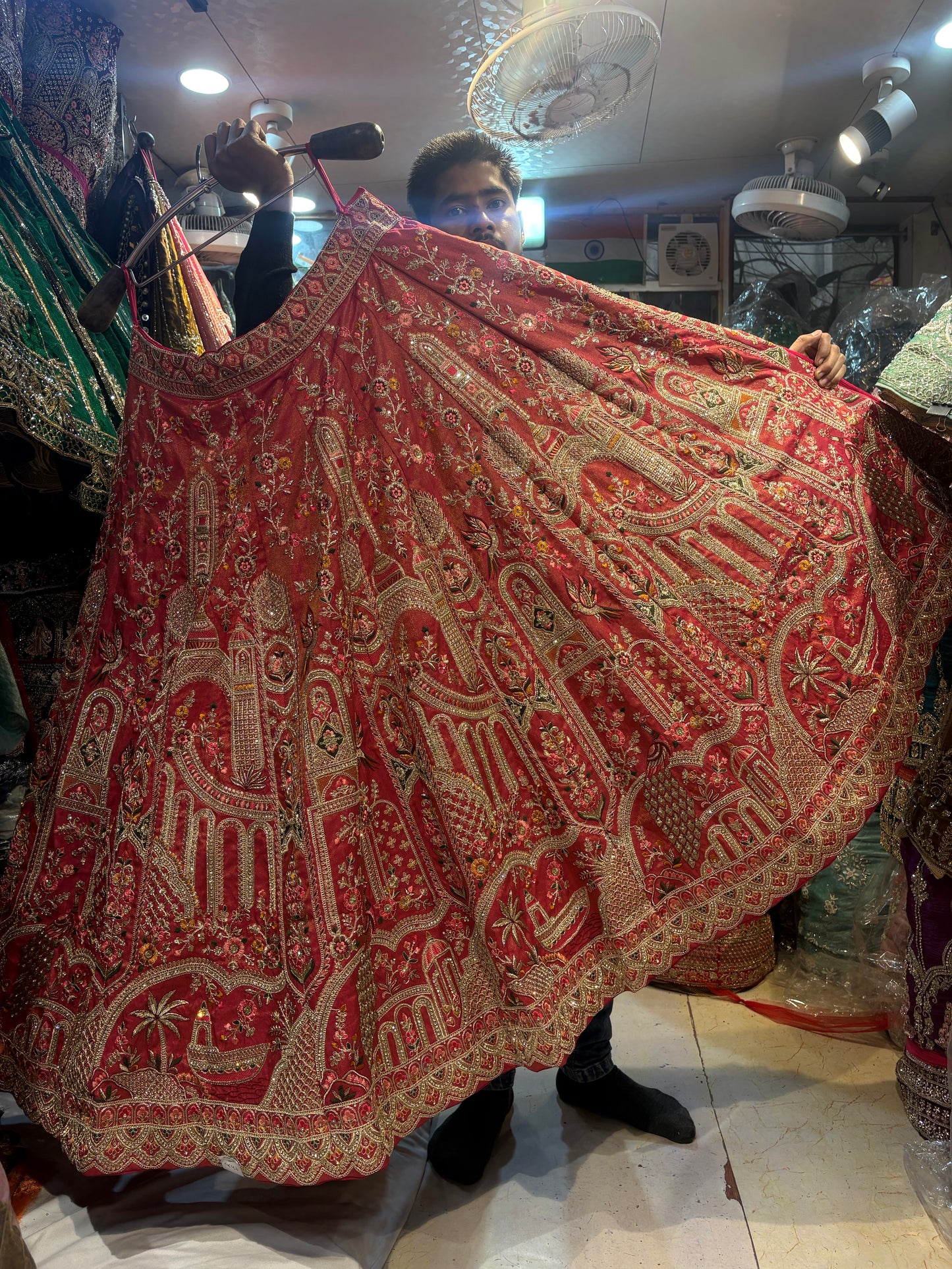 Charming Red peacock Bridal Lehenga