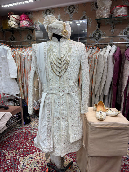 Golden White sherwani